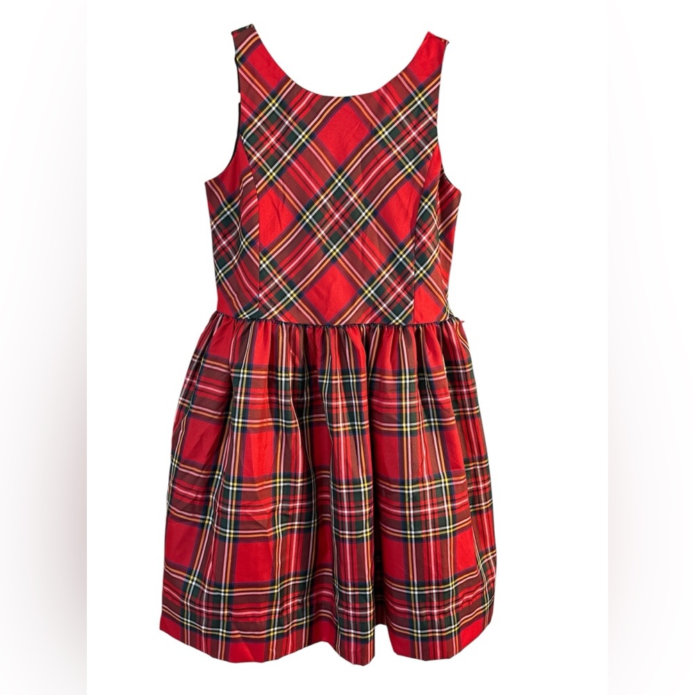 RALPH LAUREN Girls 10 Sleeveless Fit Flare Plaid Dress Tartan Preppy No belt